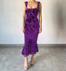 Hemant & Nandita | Reha Sweetheart-Neck Midi Dress | Purple