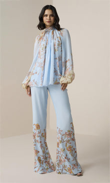 Womens | Riah Viscose Flat Chiffon Top | Powder Blue