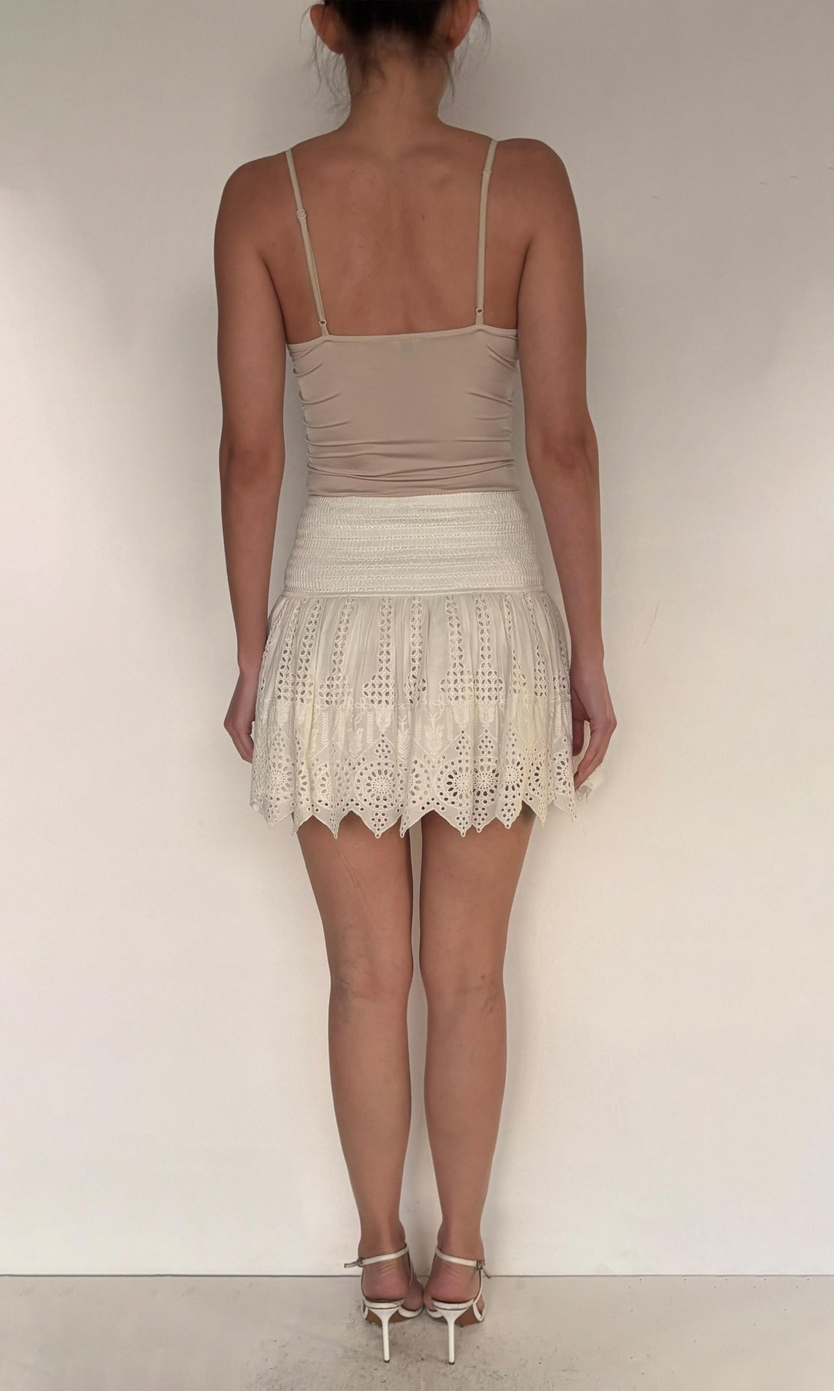 Womens | Ruby Cotton Schiffli Short Skirt | White