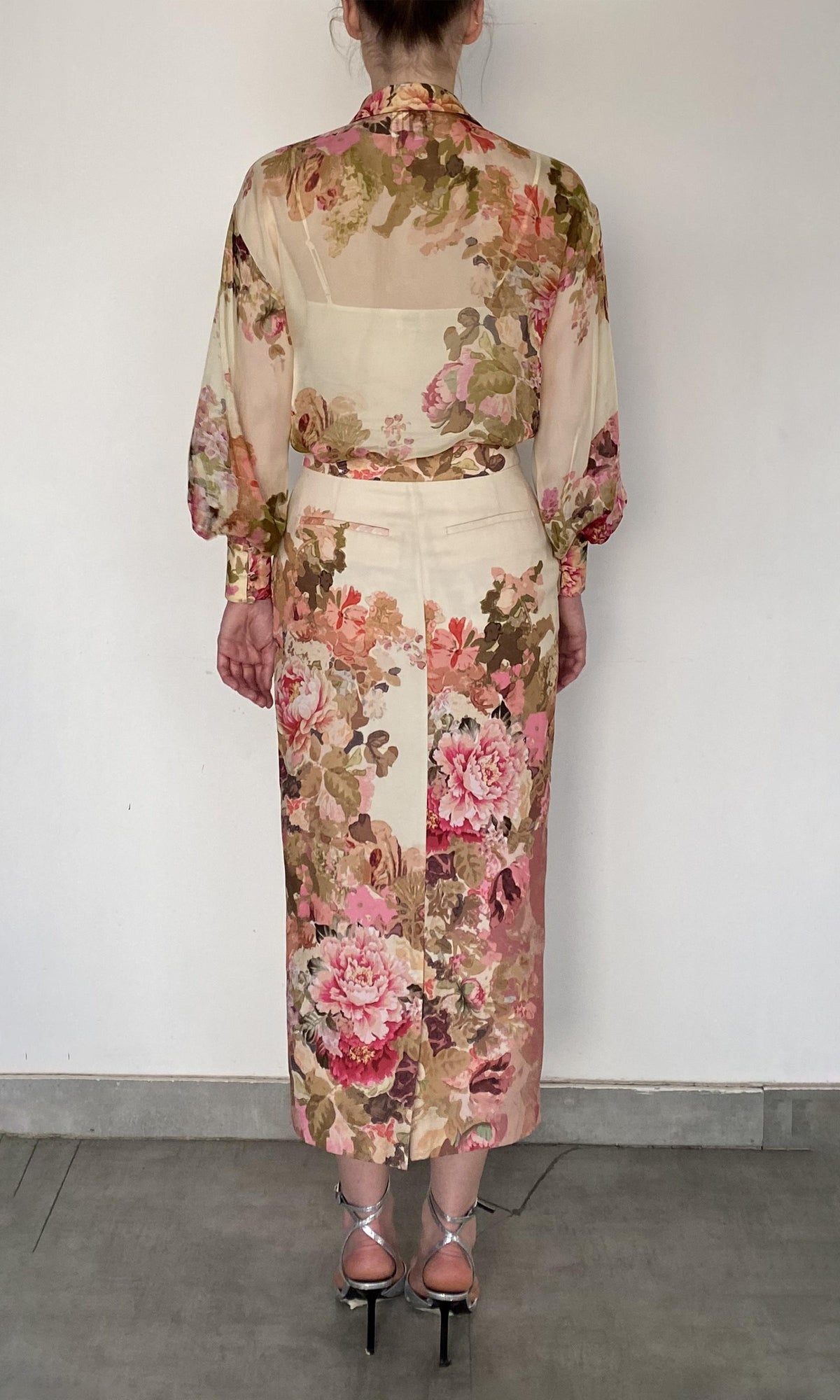 Womens | Sama Viscose Chiffon Shirt With Cami | Ivory Multi