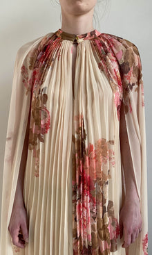 Womens | Sama Polyester Chiffon Pleated Maxi Dress | Ivory Multi