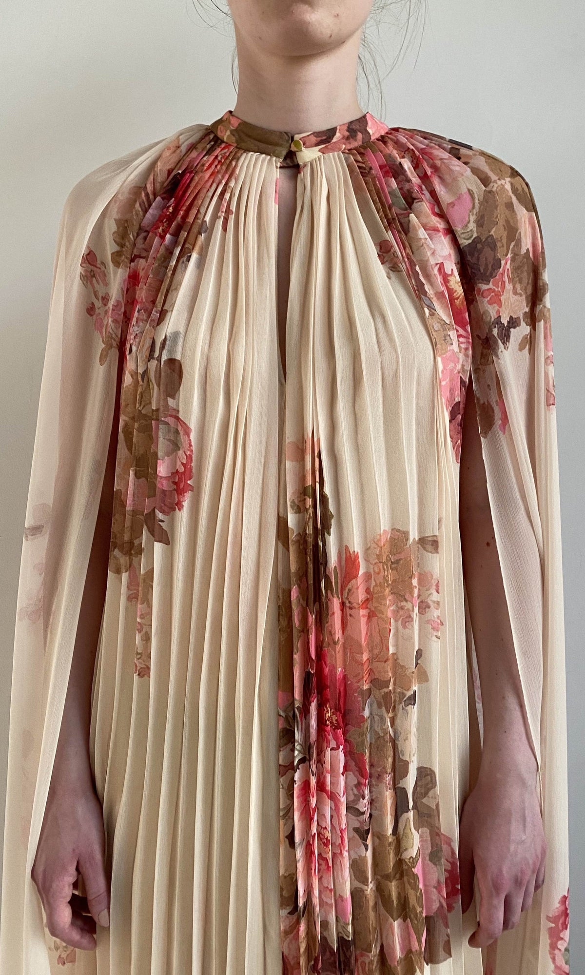 Womens | Sama Polyester Chiffon Pleated Maxi Dress | Ivory Multi
