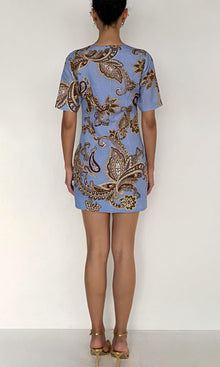 Womens | Saya Linen Cotton Mini Dress | Cornflour Blue