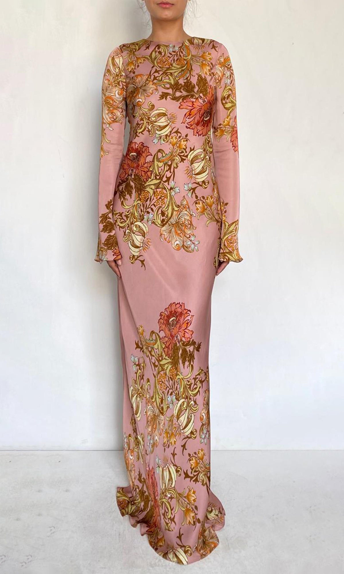 Womens | Sula Viscose Satin Back Ties Maxi Dress | Dusty Pink