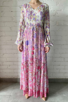 Hemant & Nandita | Taya V-Neck Maxi Dress | Pink