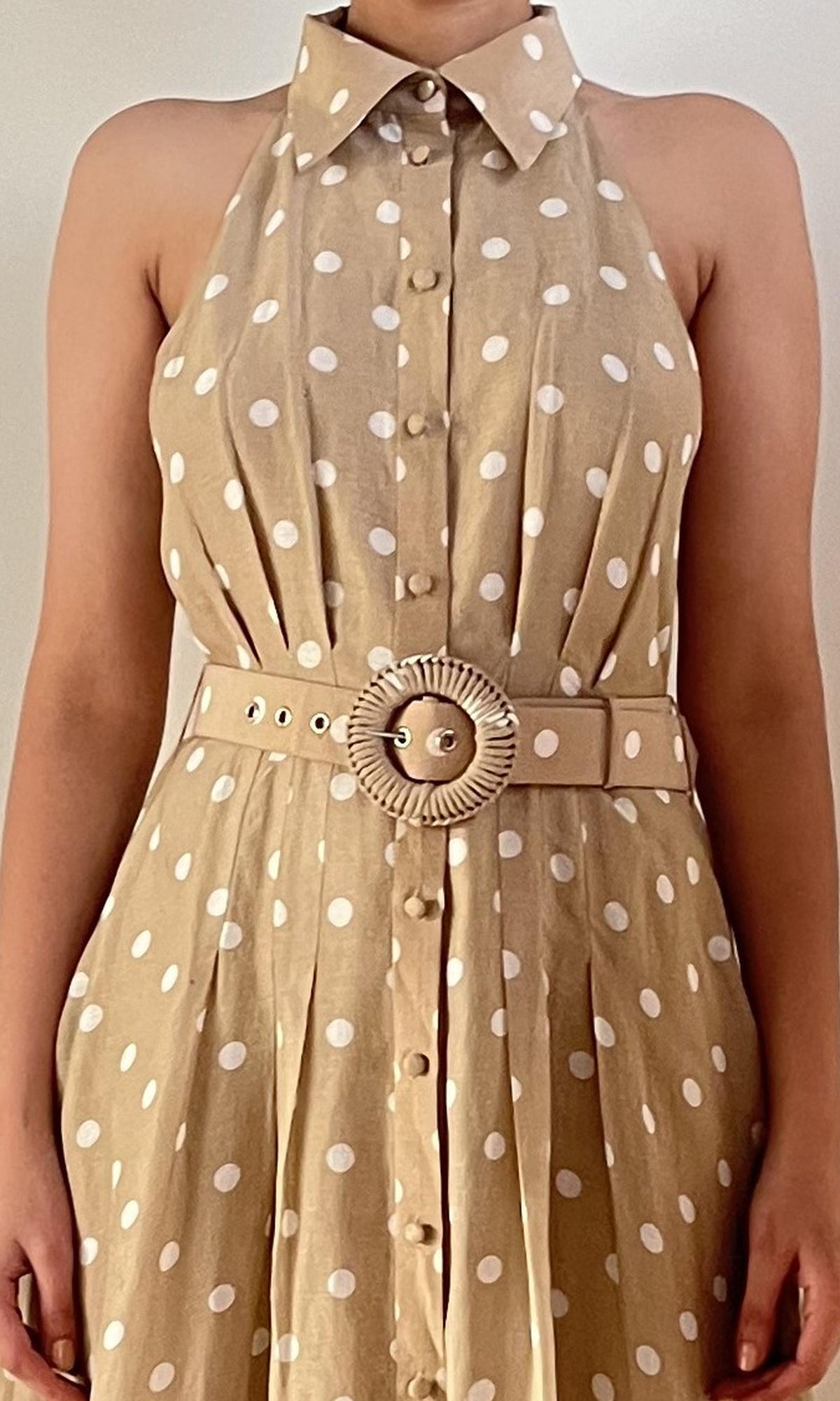 Womens | Tira Cotton Long Dress | Beige