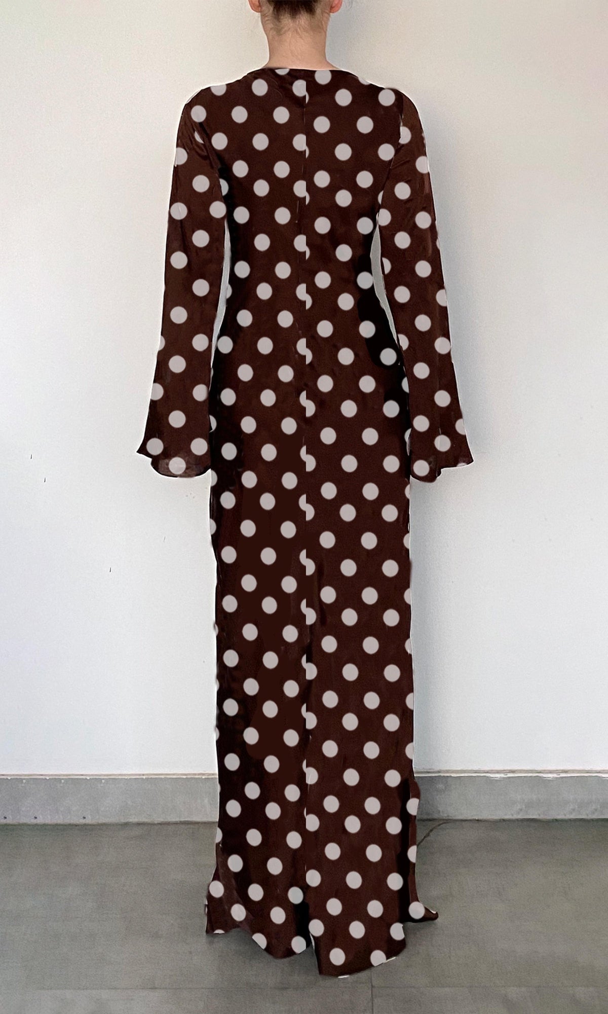 Womens | Tira Viscose Satin Long Dress | Brown White