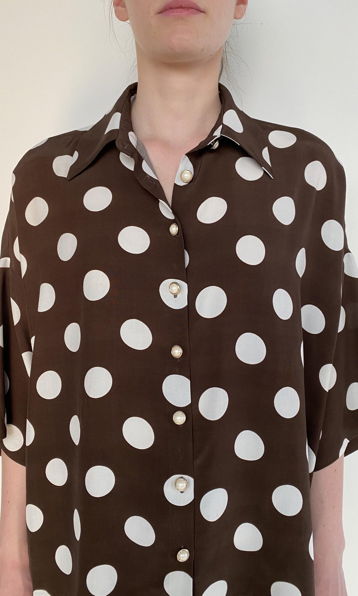 Hemant And Nandita | Tira Viscose Crepe Oversized Shirt | Brown White
