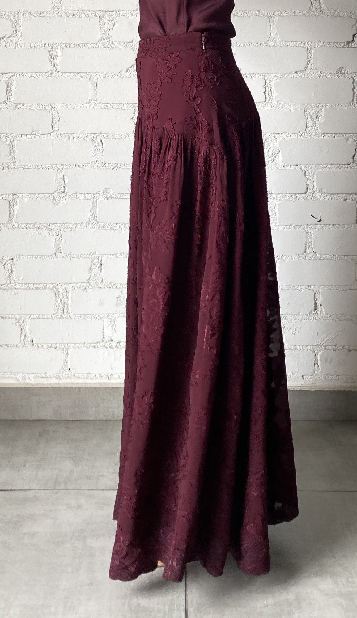 Hemant & Nandita | Tiya Georgette Long Skirt | Burgundy