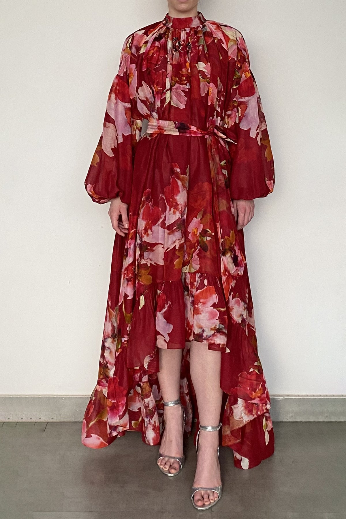 High Low Long Dress | Burgundy Mix