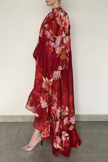 High Low Long Dress | Burgundy Mix