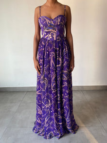 Hemant & Nandita | Viha Sweetheart-Neck Long Dress | Purple