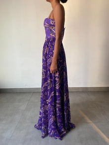 Hemant & Nandita | Viha Sweetheart-Neck Long Dress | Purple