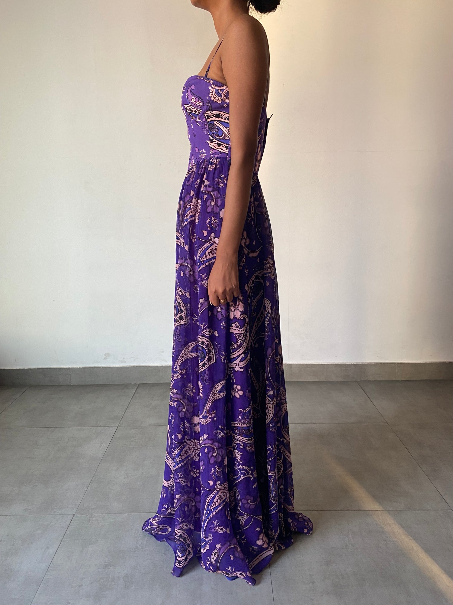 Hemant & Nandita | Viha Sweetheart-Neck Long Dress | Purple