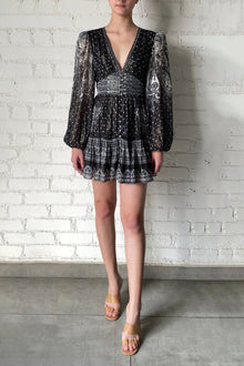 Viri V-Neck Short Dress | Black/White