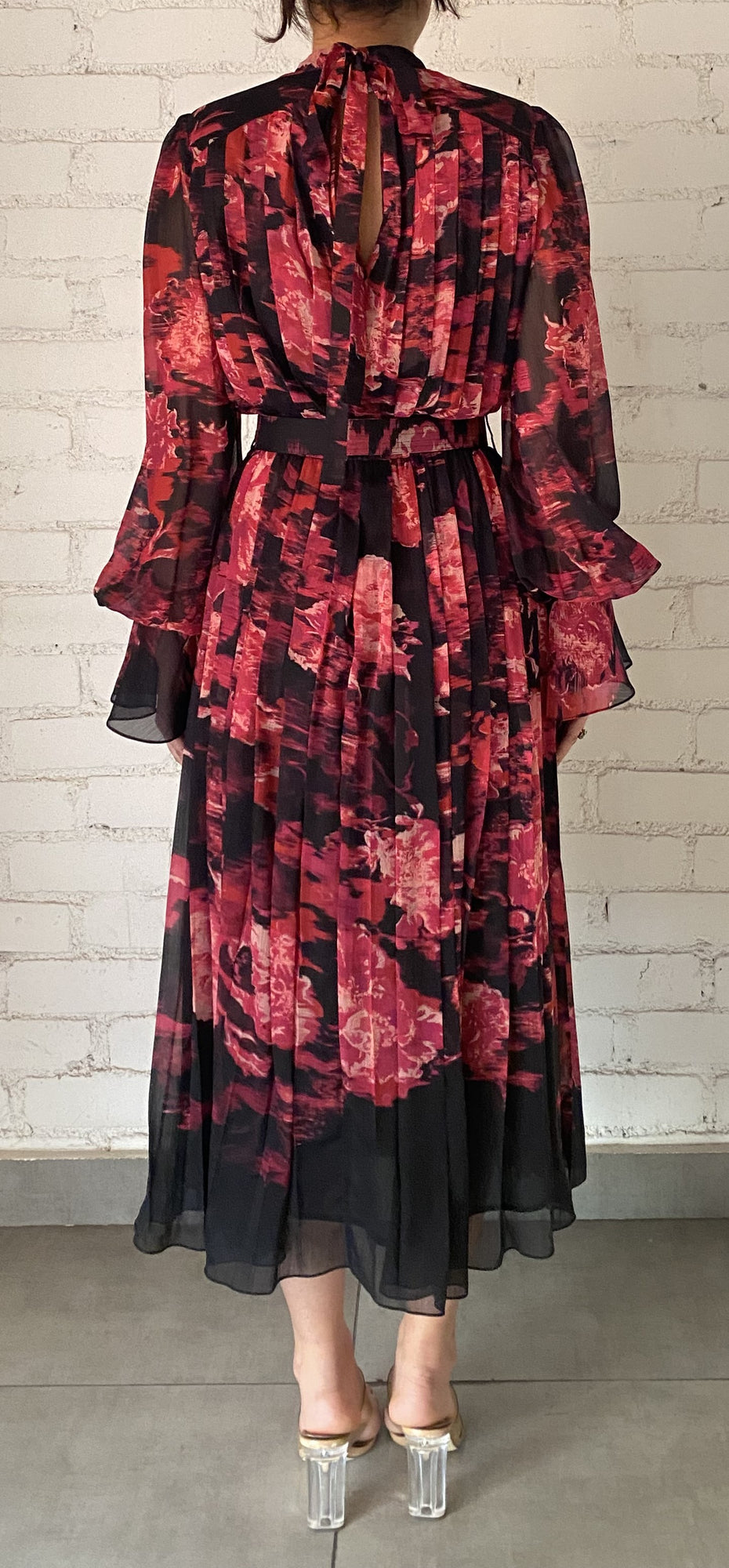 Hemant & Nandita | Zina Pleated Long Dress | Black
