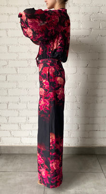 Hemant & Nandita | Zina Flared Pants | Black/Magenta