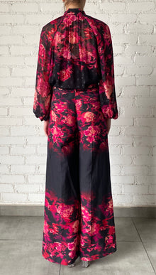 Hemant & Nandita | Zina Flared Pants | Black/Magenta