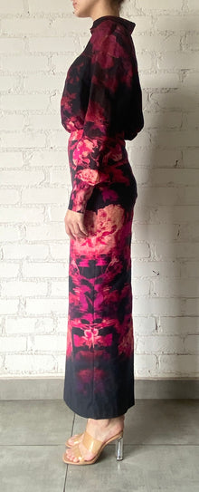 Hemant & Nandita | Zina Long Skirt | Black/Magenta