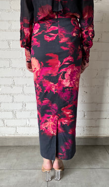 Hemant & Nandita | Zina Long Skirt | Black/Magenta