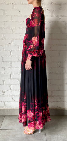 Hemant & Nandita | Zina Long Dress | Black/Magenta