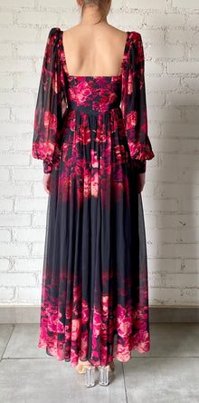 Hemant & Nandita | Zina Long Dress | Black/Magenta