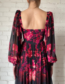 Hemant & Nandita | Zina Long Dress | Black/Magenta