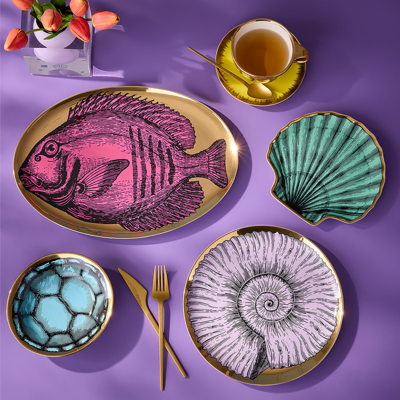 Sirena Serving Platter | Gold/Pink