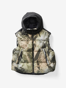 Man HOODED DOWN VEST - Rekall Tie - flat lay - front