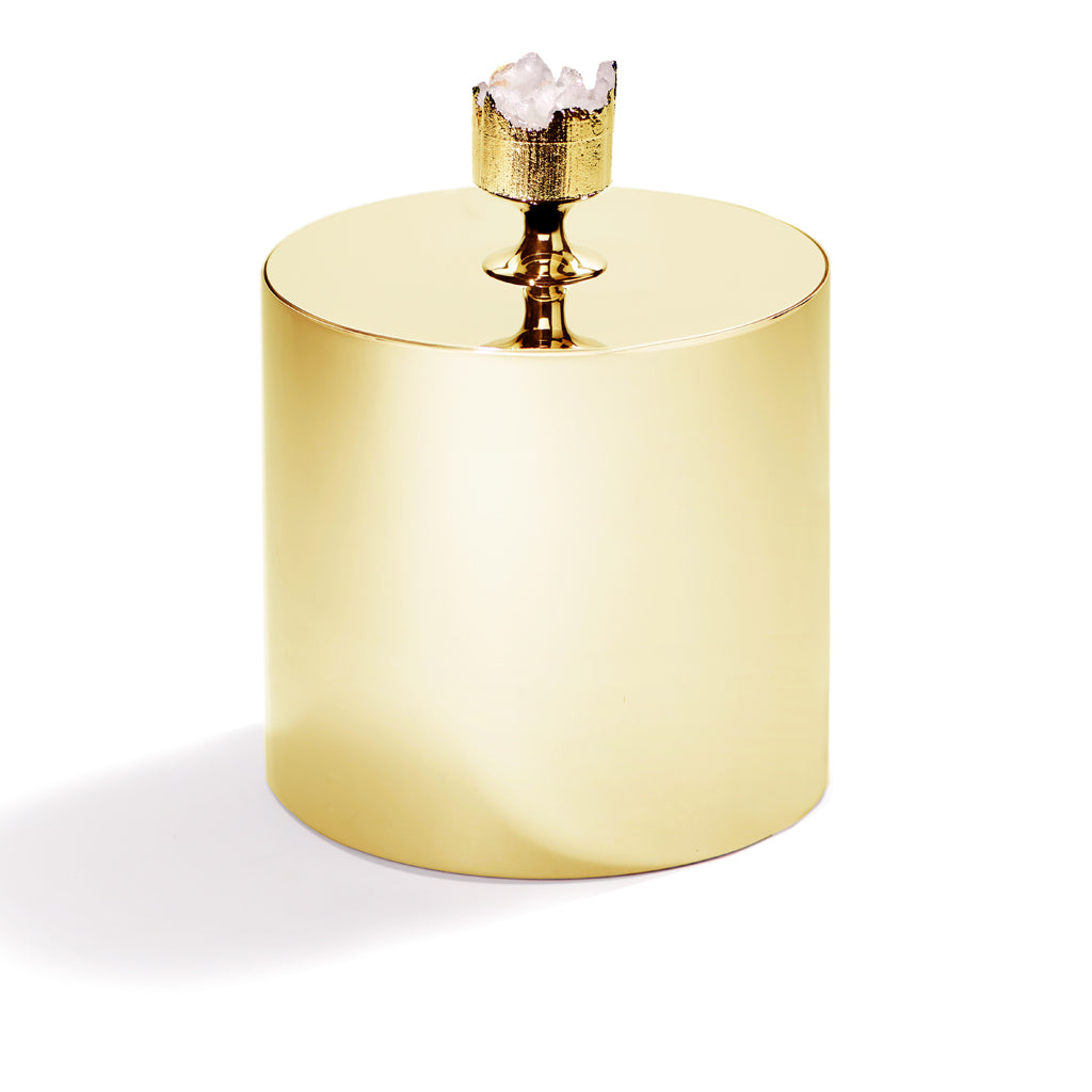 Hospitality Ice Bucket | 24K Gold-Plated Brass | Crystal
