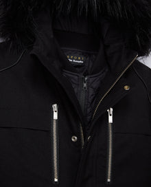 Parka With Leather Details And Faux Fur | Men | Black