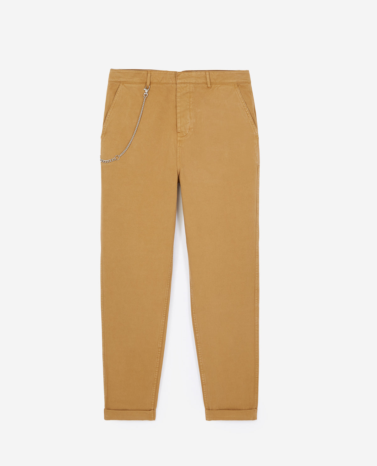 Beige Cotton Ripped Chinos | Men | Mustard