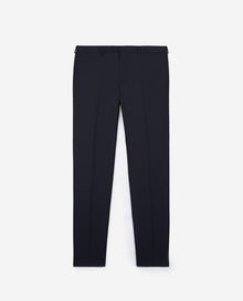 Blue Wool Suit Trousers With White Polka Dots | Men | Dark Navy