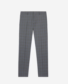 Light Gray Wool Printed Pants | Men | Grey x Navy