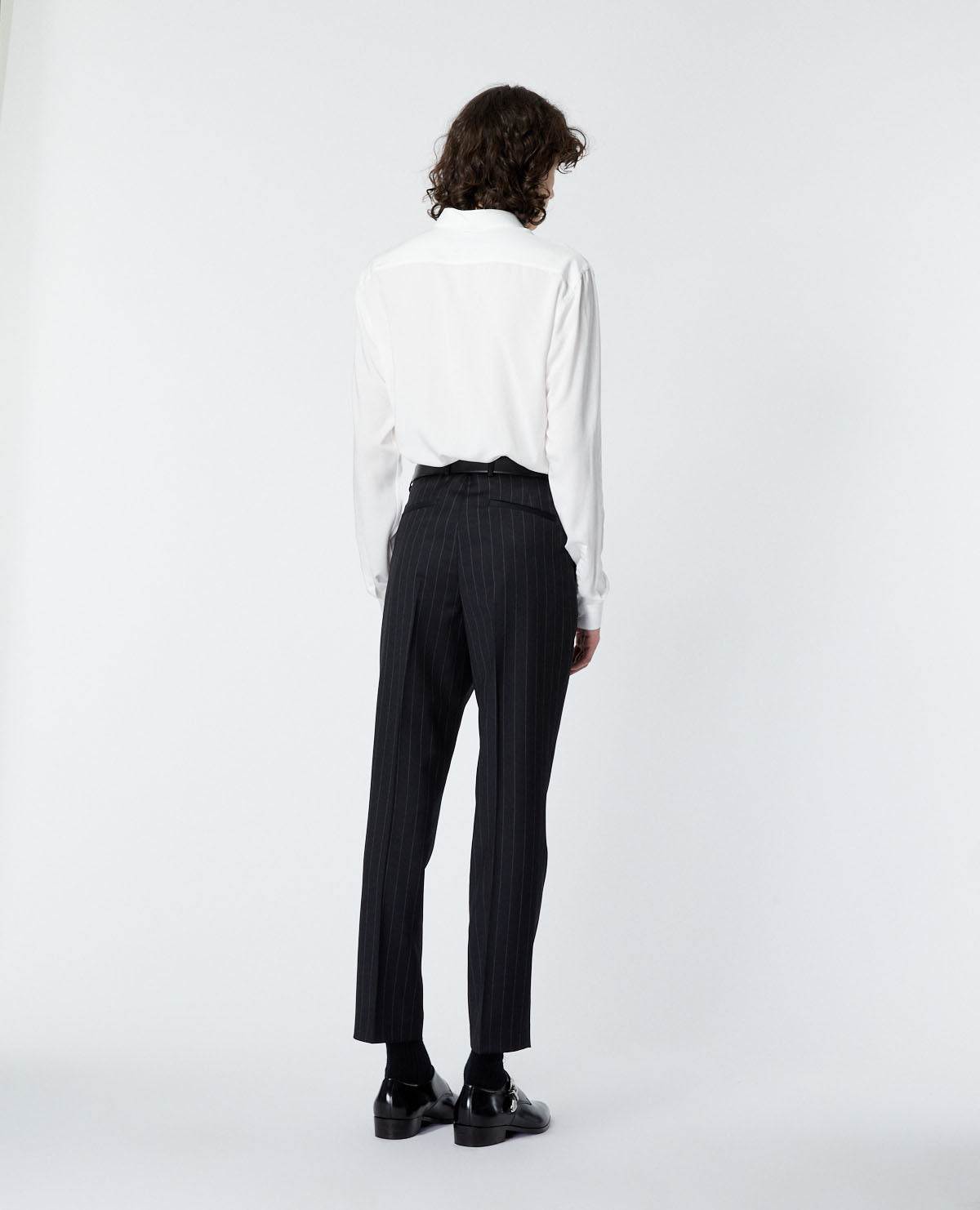 Suit Pants With Gray Stripes | Men | Black x Anthracite