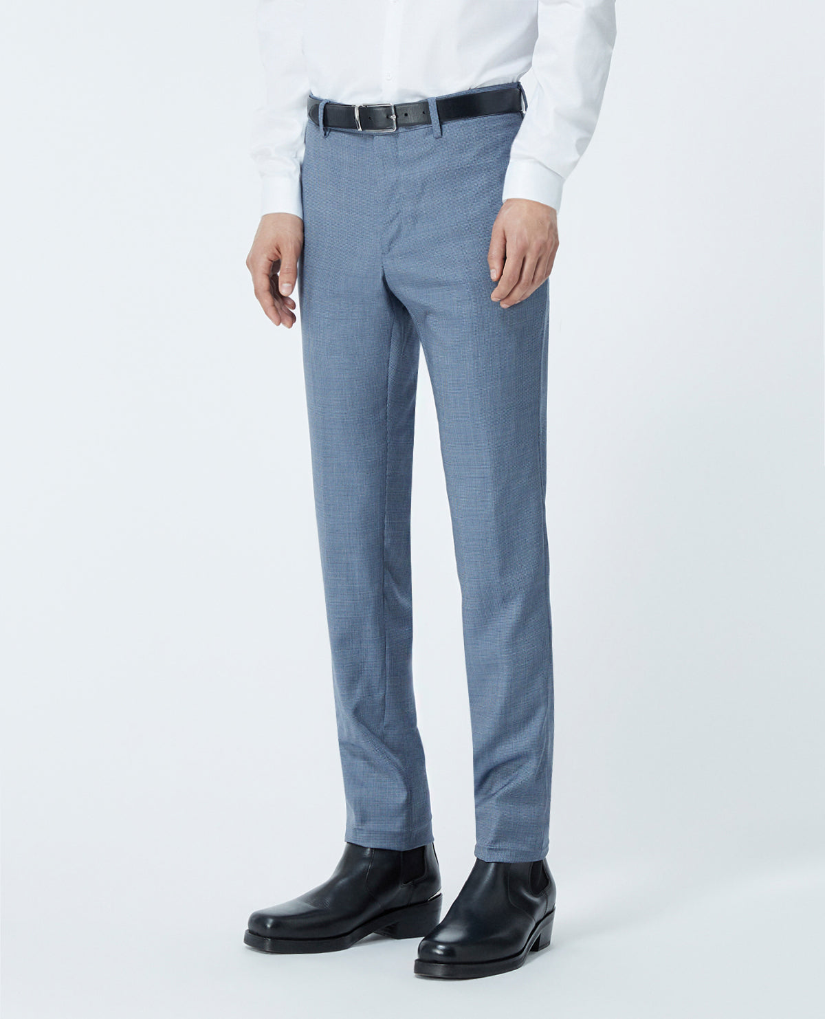 Light Suit Pants With Check Motif | Men | Blue Black