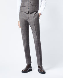 Gray Wool Check Suit Pants | Men | Dark Grey