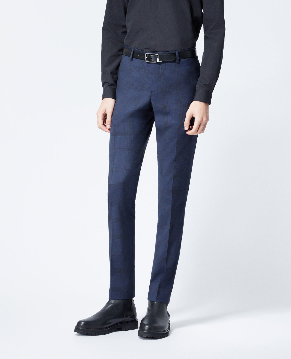 Blue Suit Pants In Wool With Check Motif | Men | Navy