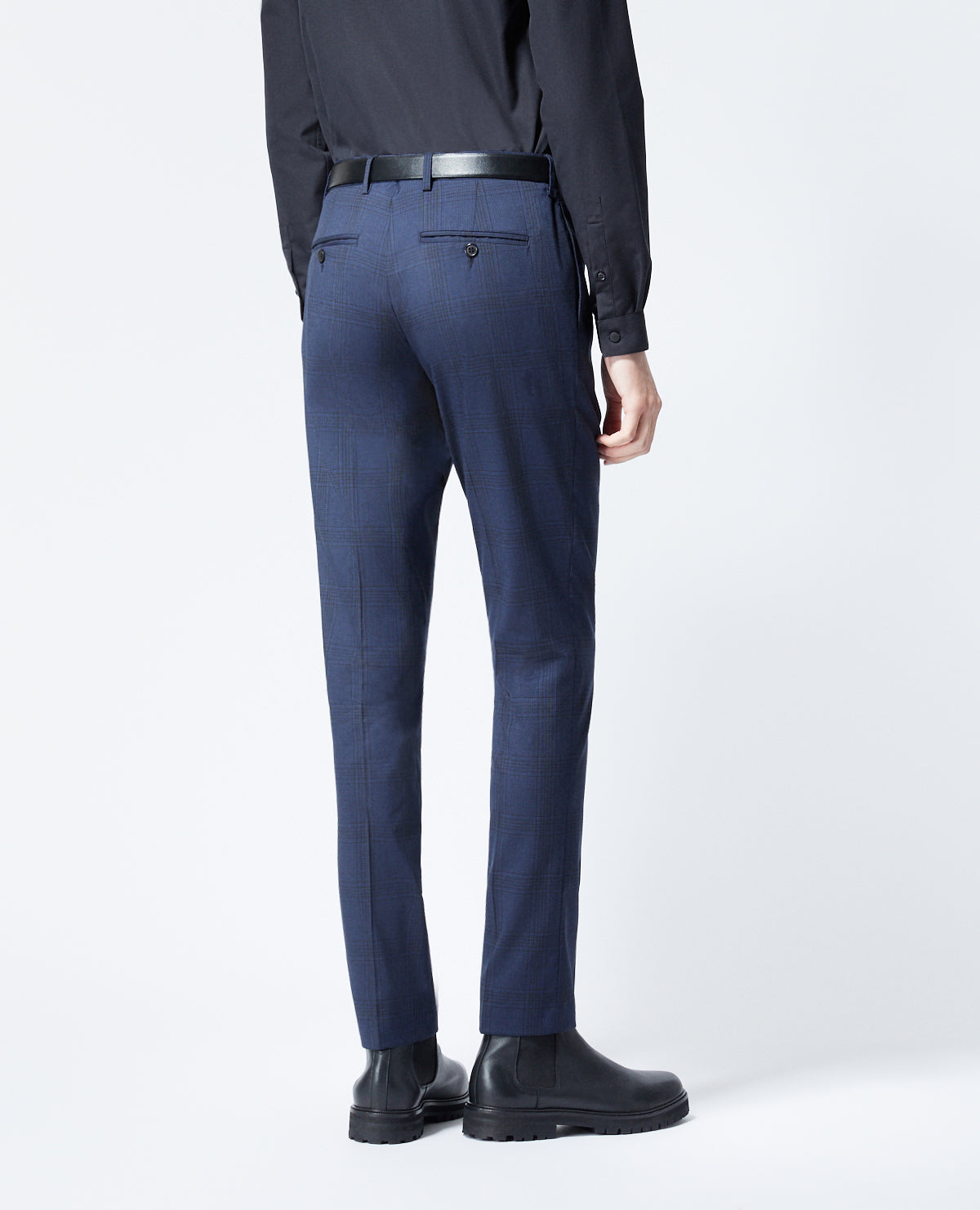 Blue Suit Pants In Wool With Check Motif | Men | Navy