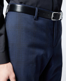 Blue Suit Pants In Wool With Check Motif | Men | Navy