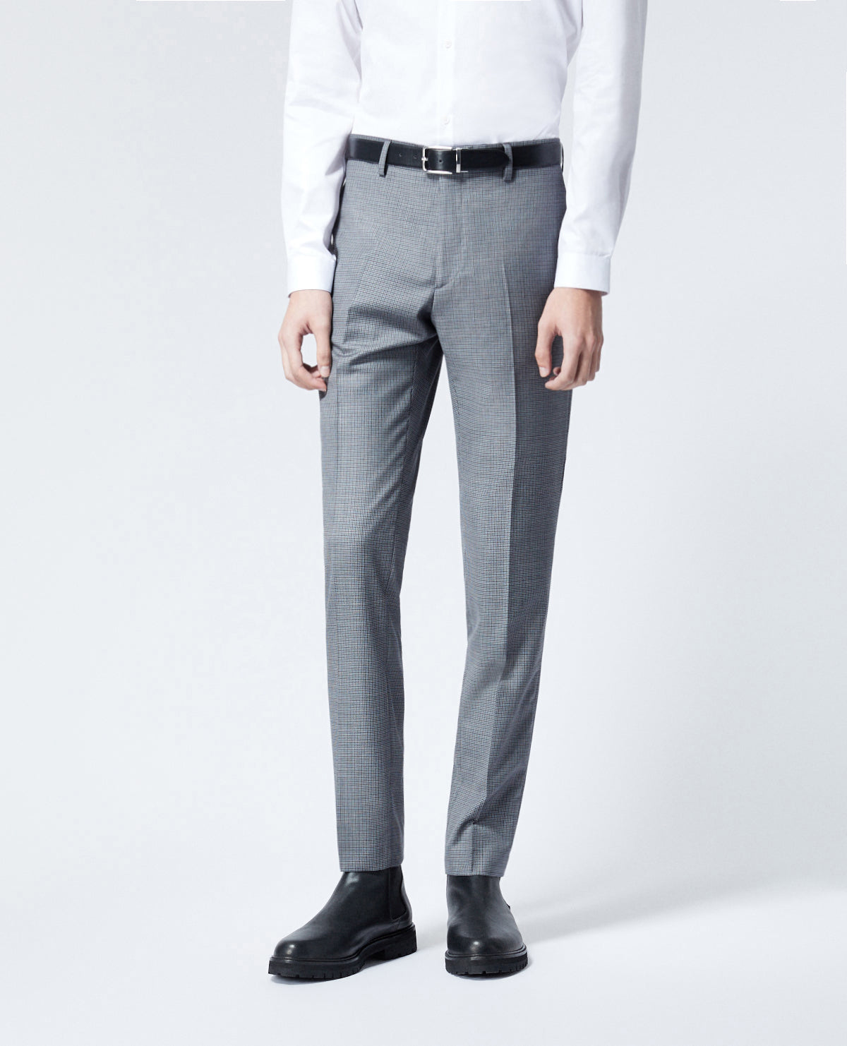 Gray Patterned Suit Pants In Wool | Men | Grey