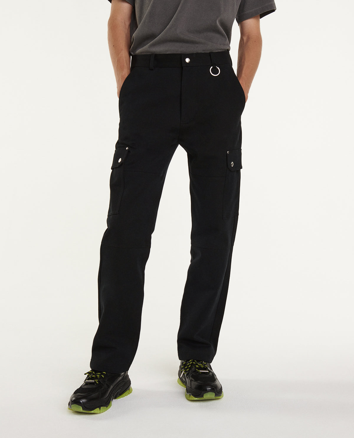 Cotton Twill Cargo Pants | Men | Black