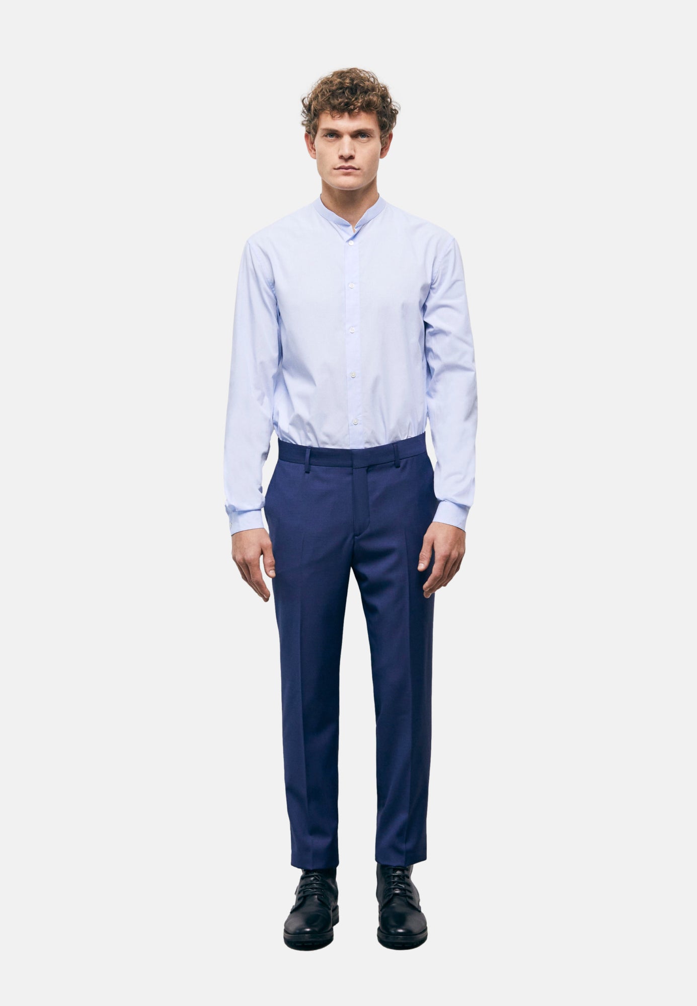 Wool Suit Pants With Check Motif | Men | Navy