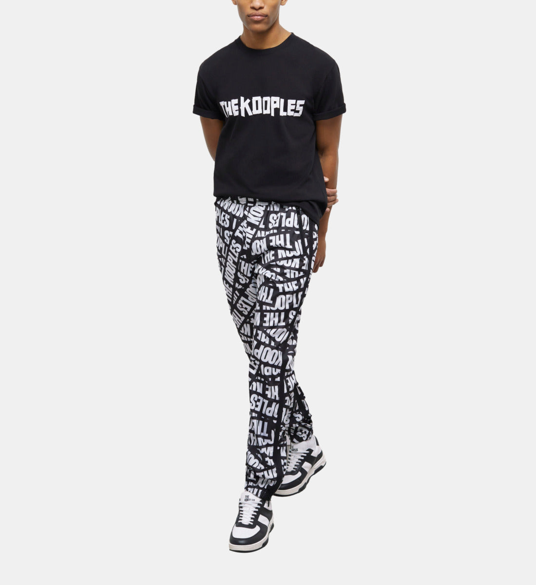 Joggers With Tape Logo | Men | Black x White