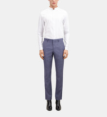 Grey Checkered Wool Suit Trousers | Men | Light Blue