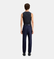 Blue Micro-Pattern Wool Suit Trousers | Men | Navy x Black