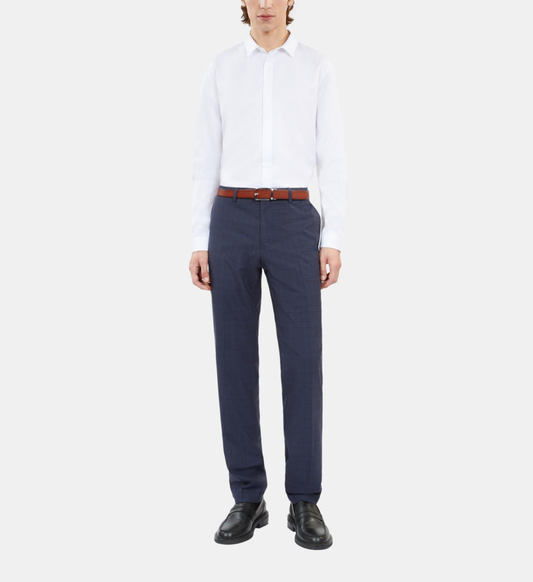 Prince Of Wales Wool Suit Trousers | Men | Navy Blue