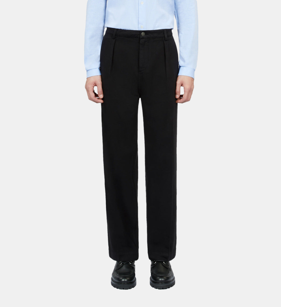 Cotton And Linen Trousers With Pleats | Men | Black