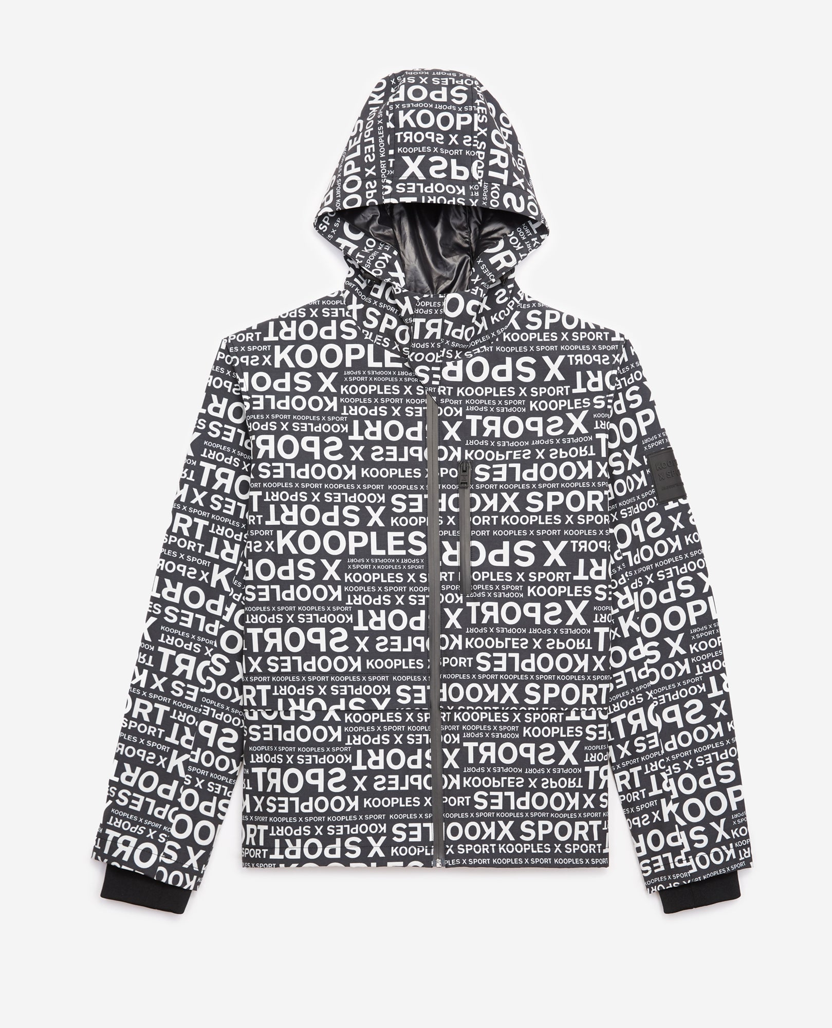 Hooded Parka With Logo Print | Men | White x Black