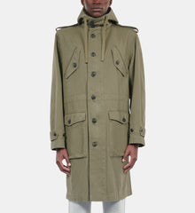 Long Khaki Hooded Parka | Men | Olive Night